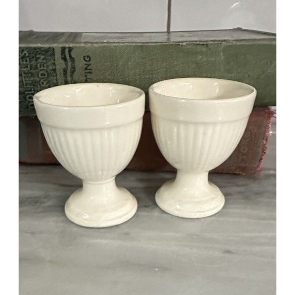 Set Of Two Wedgwood Single Egg Cups Cup Barlaston England Edme Ivory
